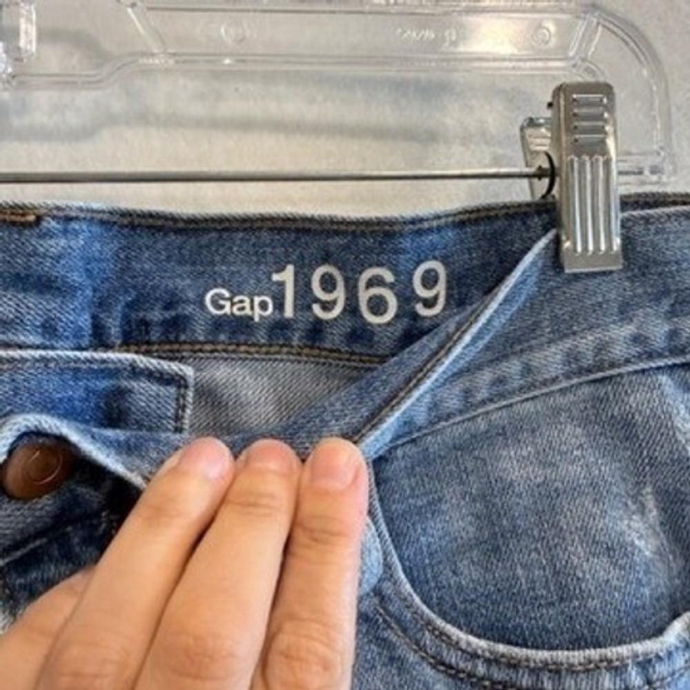 Gap‎ Denim Mini Skirt Women 29/8 Blue Distressed A-Line Raw Hem - Picture 3 of 9